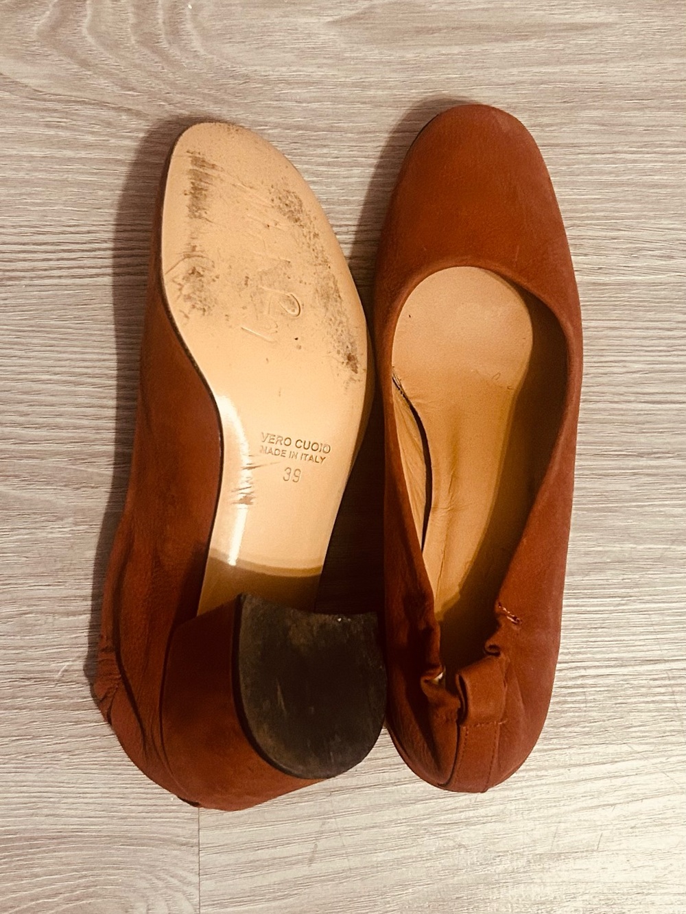 Classic Block Heel Pumps in Cognac Suede - Picture 6 of 6